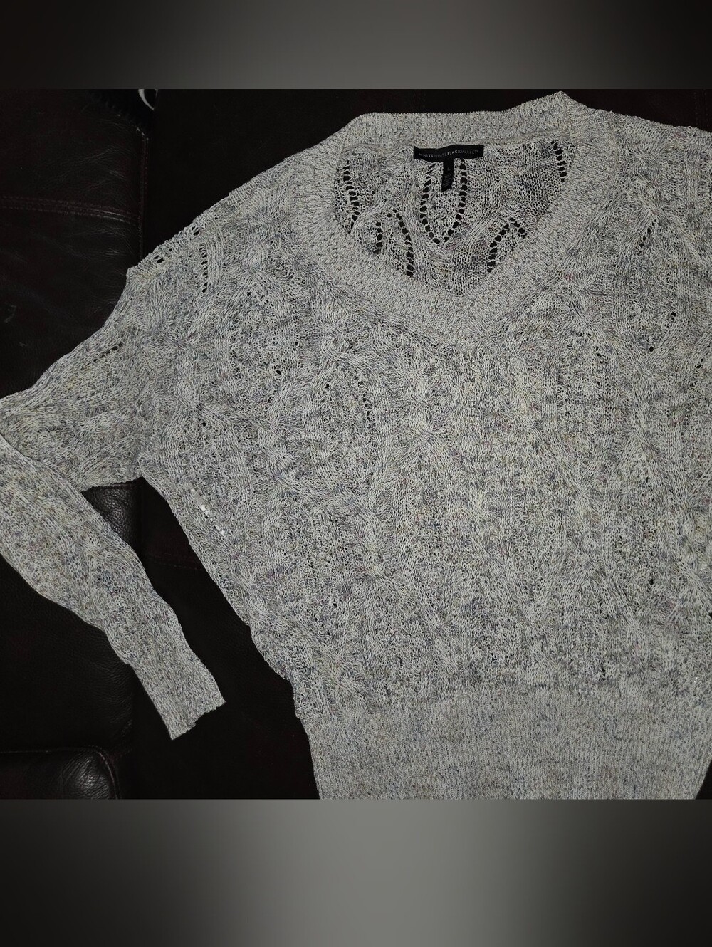 White House Black Market Multicolor Open-Knit Scoop Neck Sweater